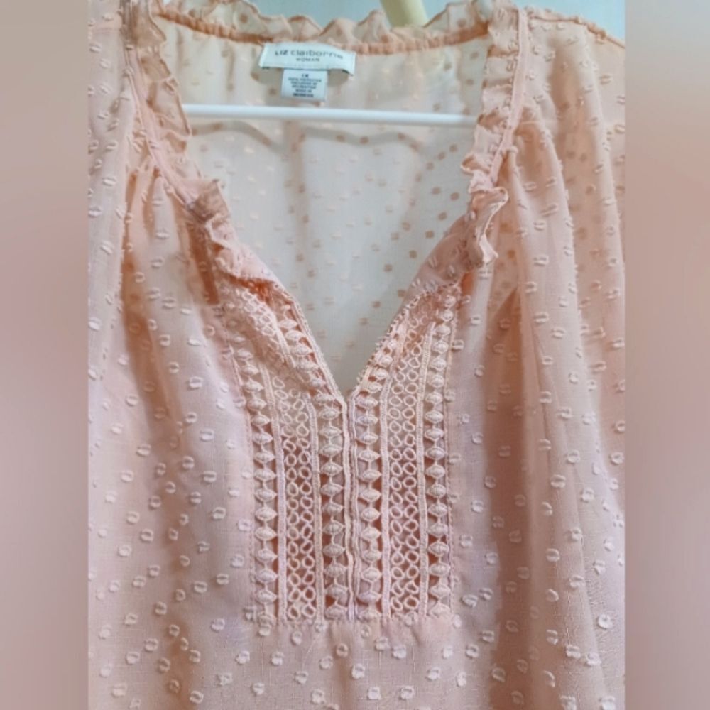 Liz Claiborne Pink Blouse with Built-in Tank Top Women's 1X - Picture 4 of 14